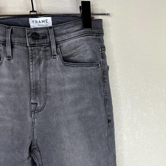 Frame Women High Rise Slim Skinny Ankle Denim Jeans Raw Hem Gray Size 25 - Picture 7 of 16
